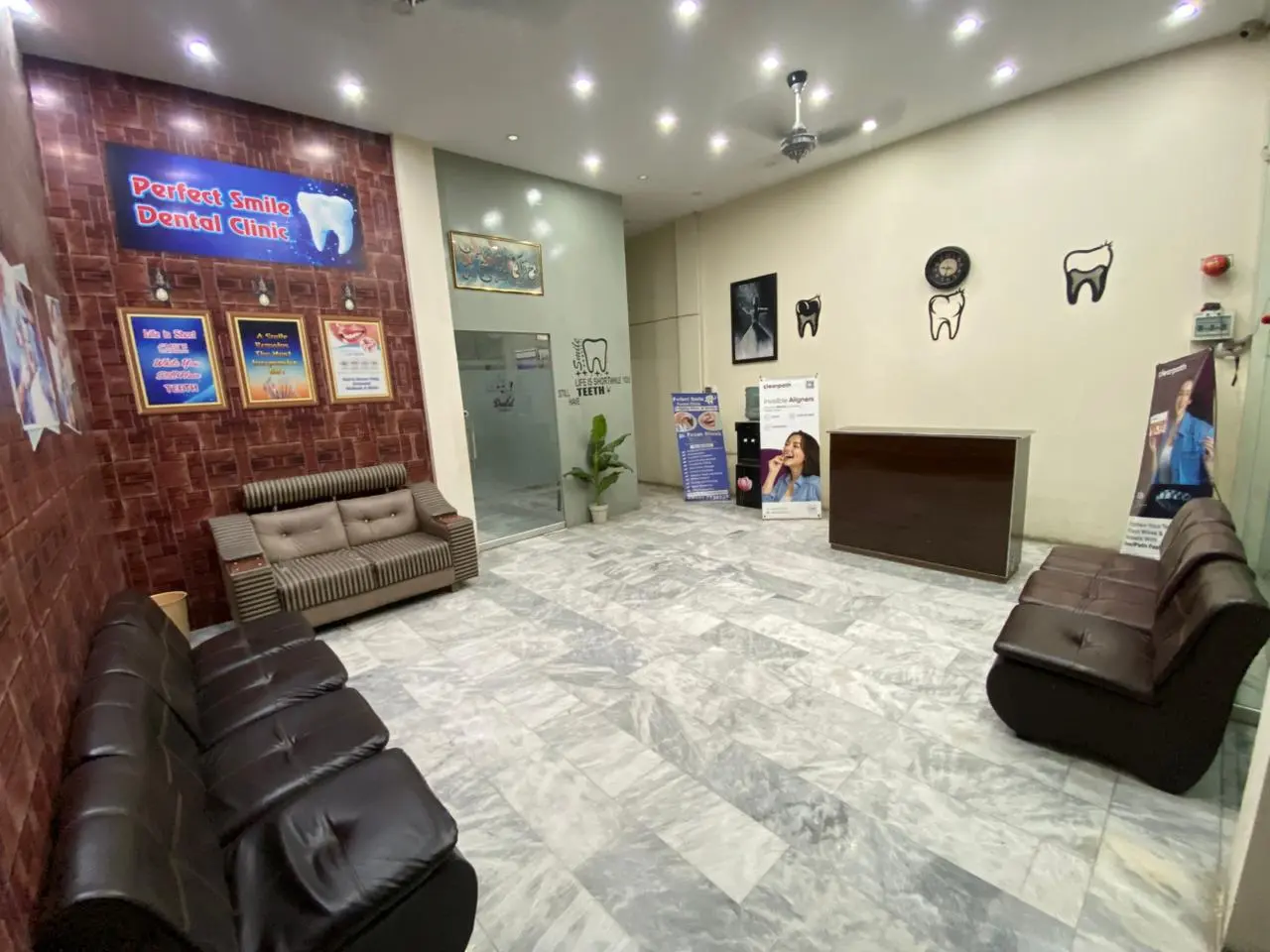 The Perfect Smile reception and waiting area in Faisalabad